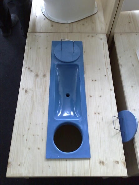 squatting pan with urine diversion, designed by Paul Calvert in India