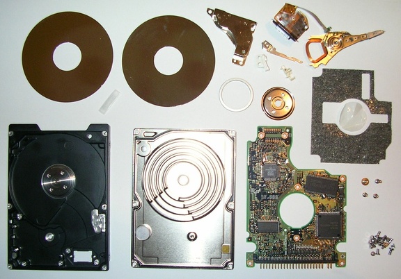 opened 2.5" hard disk drive